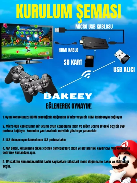 Bakeey Taşınabilir 2.4G Kablosuz Çift Kol 20000 Atari Oyunlu Oyun Konsolu 4K Game Stick Retro Konsol - 8