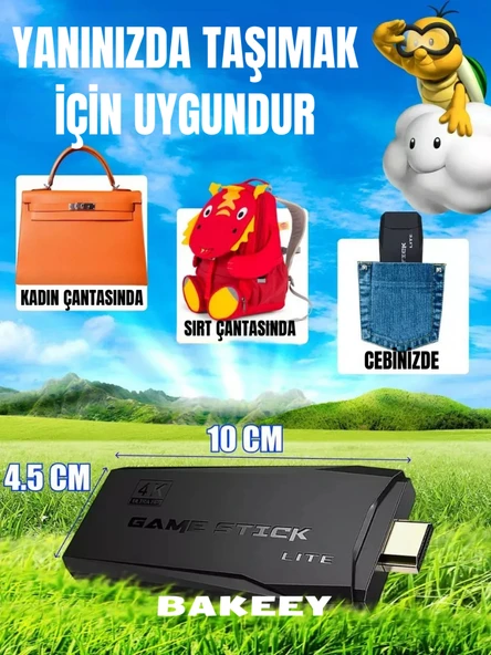 Bakeey Taşınabilir 2.4G Kablosuz Çift Kol 20000 Atari Oyunlu Oyun Konsolu 4K Game Stick Retro Konsol - 3