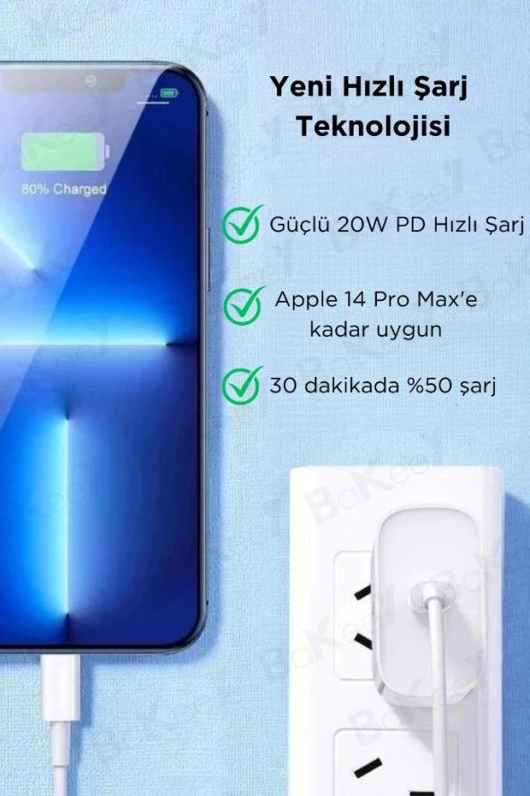 Apple iPhone 20W Hızlı Şarj Özellikli Usb-C Power Güç Adaptör ve Kablosu Iphone Şarj Adaptörü - 4