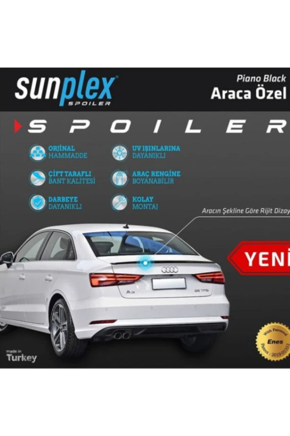 Audi A3 Sedan Spoiler 2013-2020 Yılları Arası Uyumlu Anatomik Parlak Siyah Spoiler