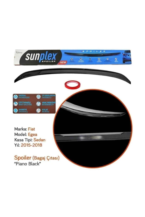 Fiat Egea 2015-2020 Spoiler Bagaj Çıtası Piano Black Spo-2 006 101 - Resim 3