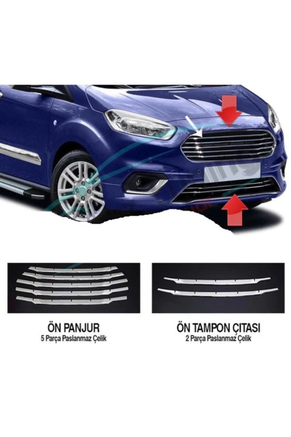 Ford Courier Uyumlu Ön Panjur  7 Parça Geçmeli 2019+