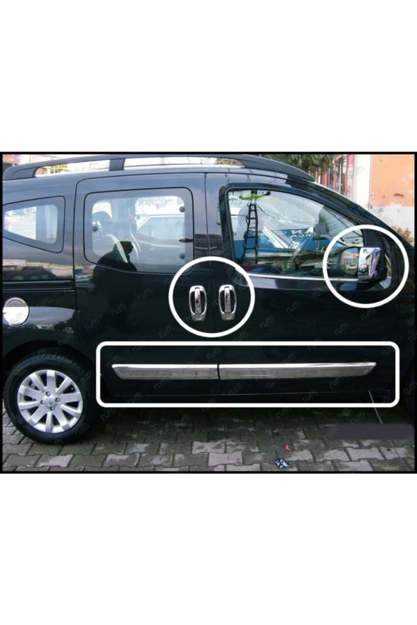 Citroen Nemo 3lü Krom Set Yan Kapı Çıtası Kapı Kolu Ayna Kapağı