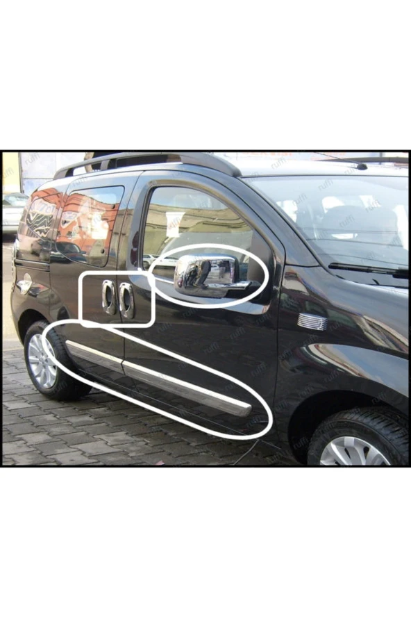Fiat Fiorino 3lü Krom Set Yan Kapı Çıtası Kapı Kolu Ayna Kapağı