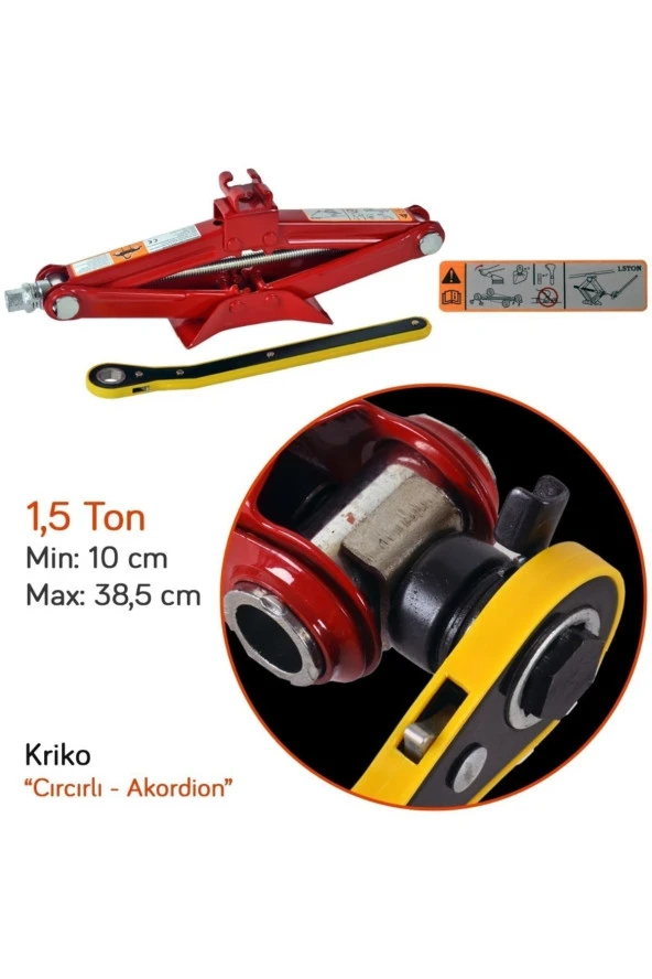 Akordion Kriko Makaslı 1,5 Ton Cırcırlı Kollu Kutulu Br2701602