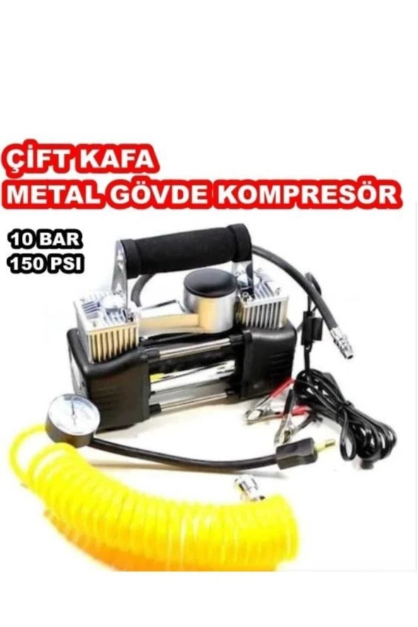 Çift Pistonlu Profesyonel Kompresör 12 Volt 150 Psi 10bar Çantalı