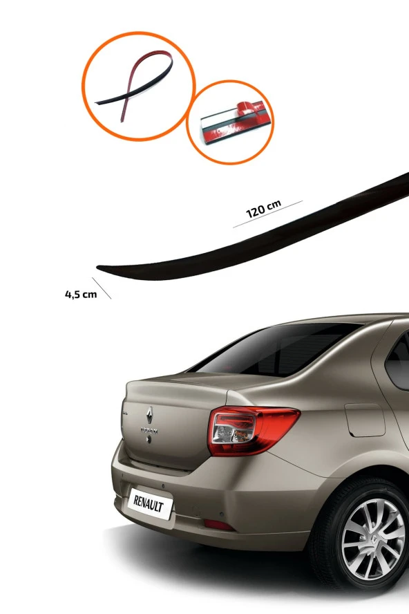 Renault Symbol 2013 Sonrası Bagaj Üstü Spoiler Piano Black