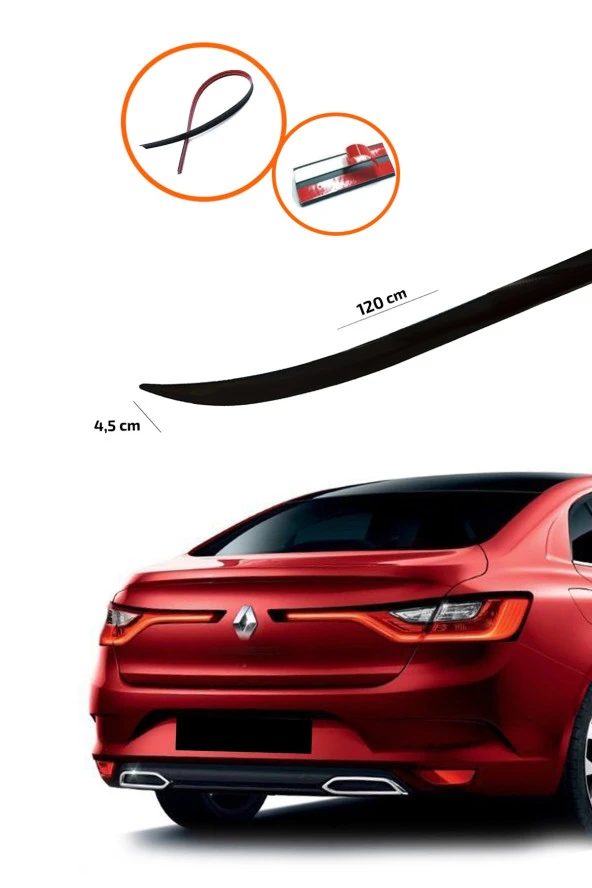Renault Megane 4 Sedan Bagaj Üstü Spoiler Piano Black ürün görseli