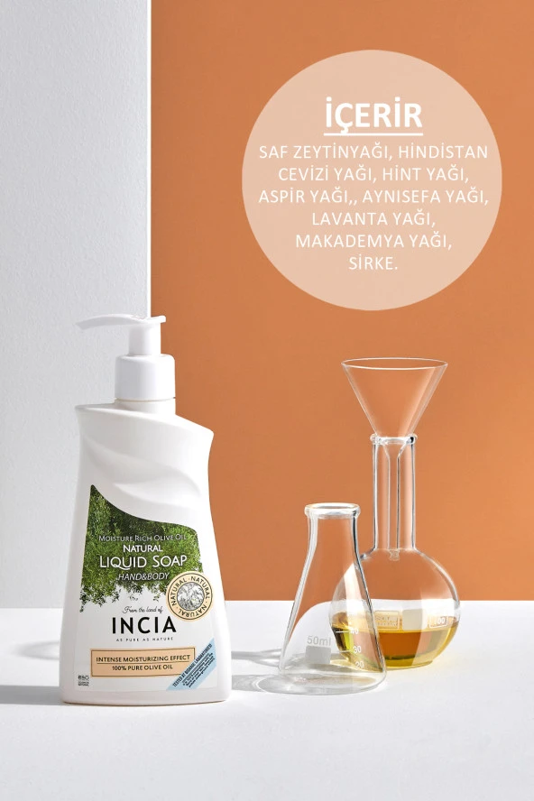 Incıa 100 Doğal Sıvı Kastil Sabunu Yoğun Nemlendirici Zeytinyağlı 10 Bitkisel Değerli Yağ Vegan 250 Ml - 3