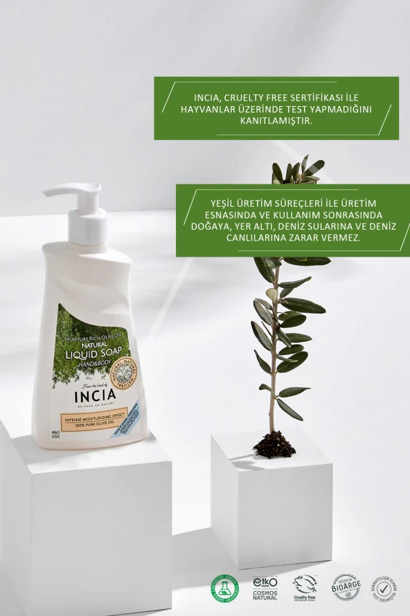 Incıa 100 Doğal Sıvı Kastil Sabunu Yoğun Nemlendirici Zeytinyağlı 10 Bitkisel Değerli Yağ Vegan 250 Ml - 7