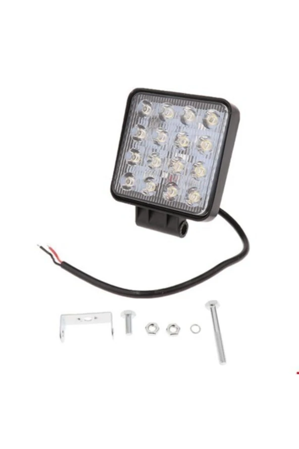 Off Road Gündüz Farı 16 Led Kare Çalışma Lambası 48 Watt 12-24v