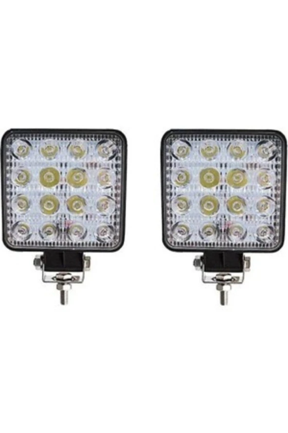 Off Road Sis Farı - Lamba 16 Led Kare Çalışma Lambası 2 Adet