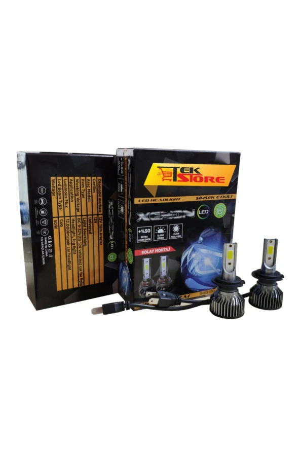 Led Xenon Far Ampulü H7 Şimşek Etkili 8000k 12.000 Lümen Canbuslı Kısa Tip