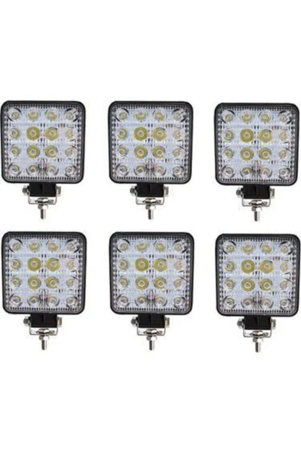 6 Adet 11x11 16 Led Kare Off Road Traktör Tir Kamyon Sis Fari Sis Lambasi Çalisma Lambasi Projektör ürün görseli