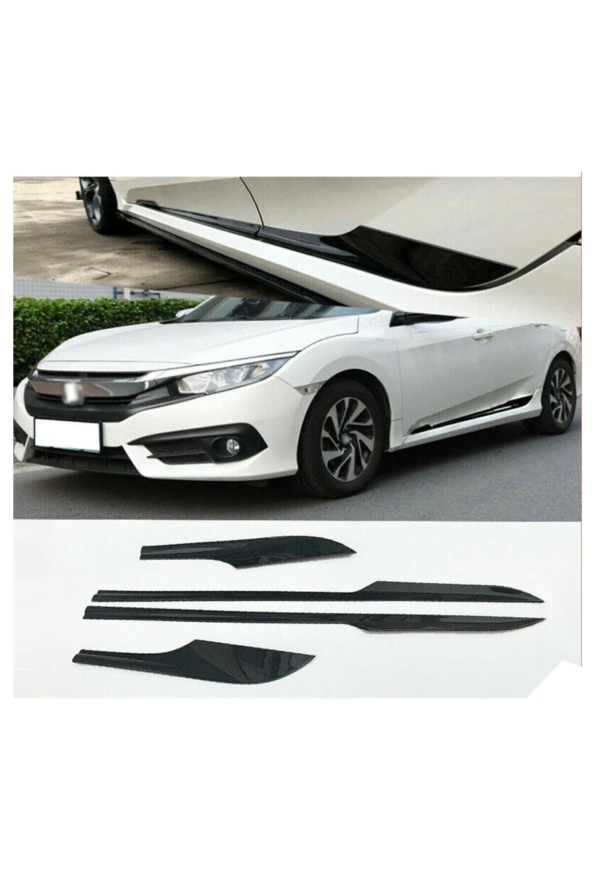 Civic Fc5 2016 Ve Üzeri Uyumlu Yan Kapı Çıtası Piona Black - Resim 3