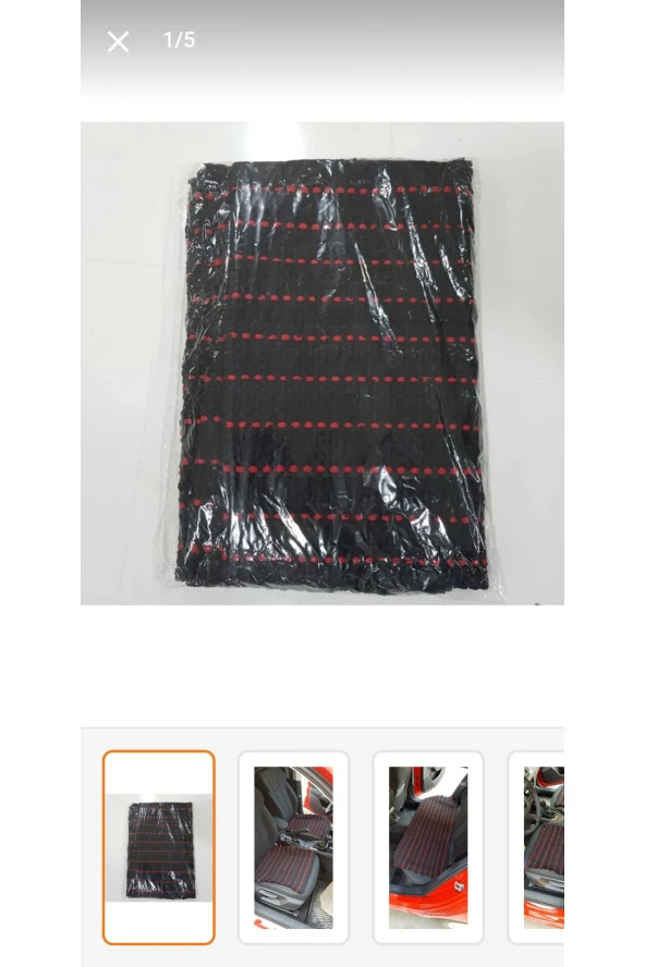 Terletmez Oto Kilim Ön Ve Arka 3lü Serme Set Serme Kilim Kırmızı Siyah ürün görseli