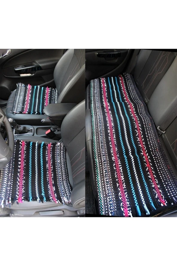 Oto Koltuk Serme Kilim Minder Siyah Beyaz 3 Lü Set ürün görseli