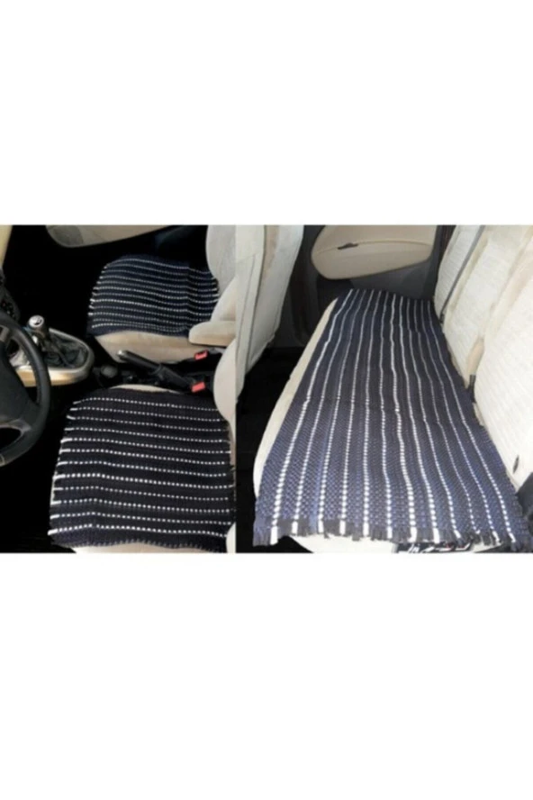 Oto Koltuk Serme Kilim Minder Siyah Beyaz 3 Lü Takım Set - Resim 3