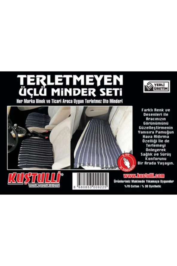 Terletmez 3lü Minder Set(SIYAH/BEYAZ)( N11-408) - Resim 2