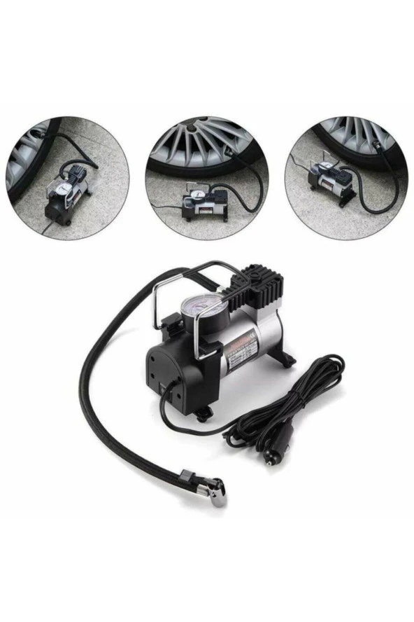 Oto Lastik Hava Kompresörü Metal Gövde, Çakmaklıklı, 12v 150 Psi - 2