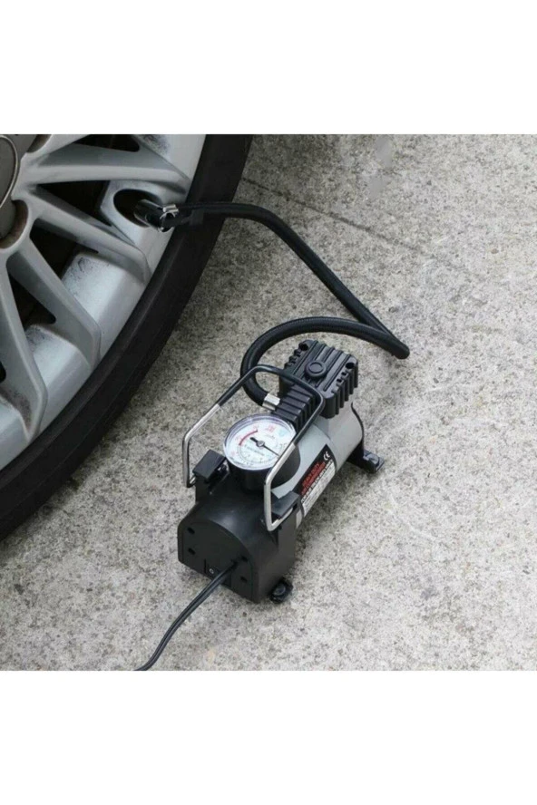 Oto Lastik Hava Kompresörü Metal Gövde, Çakmaklıklı, 12v 150 Psi - 3