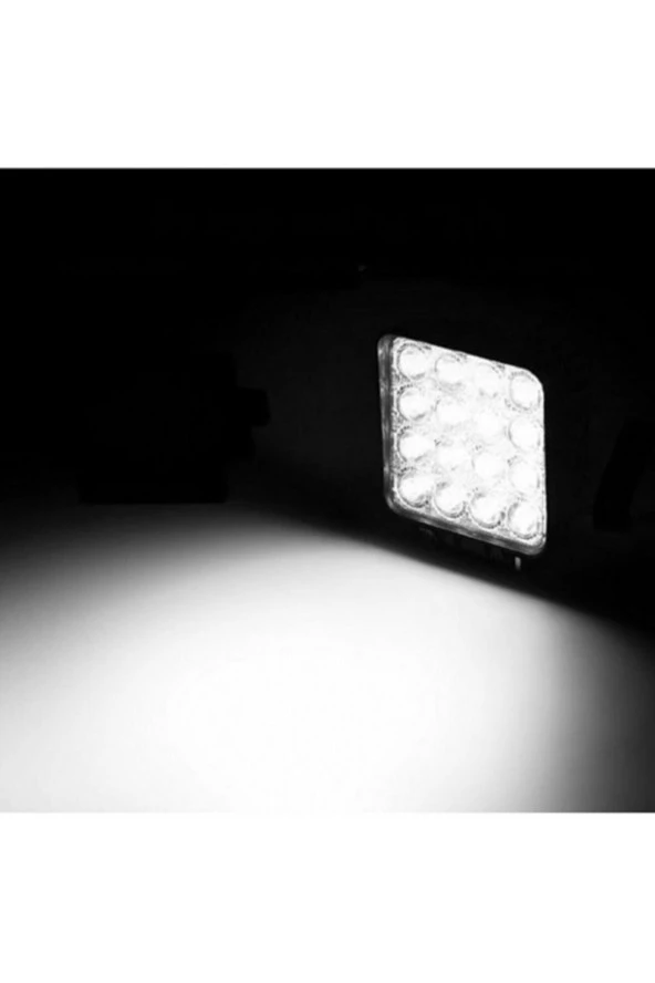 8 Adet Off Road Beyaz Işık Sis Farı Lambası 16 Led Kare 12-24v 48 Watt - Resim 2