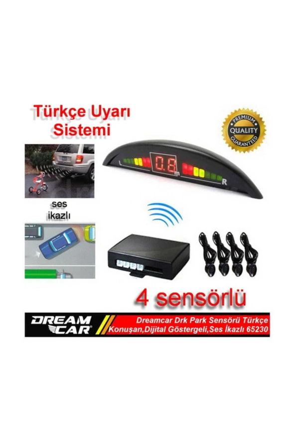 Park Sensörü Türkçe Ses,Dijital Ekran,Ses İkaz,4 Sensör