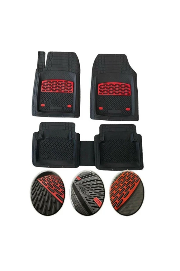 Unıversal Oto Paspas 3d Havuzlu Krom Kırmızı ürün görseli 1