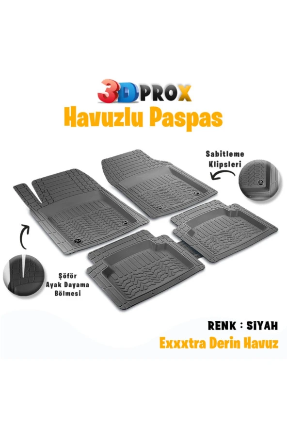 Renault Megane 2021 Model Prox 4d Havuzlu Paspas Siyah ürün görseli