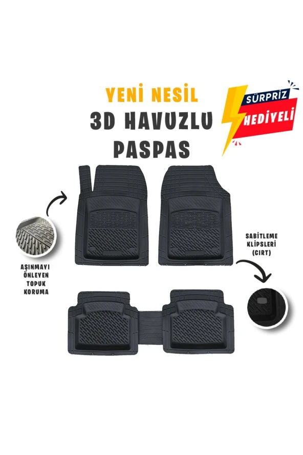 Volkswagen Polo 2015 Model 3d Havuzlu Paspas Siyah - Resim 2