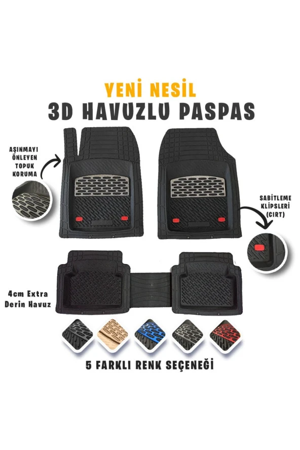 Kia Cerato 2007 Model 3d Havuzlu Paspas Karbon Krom Kaplama ürün görseli 1