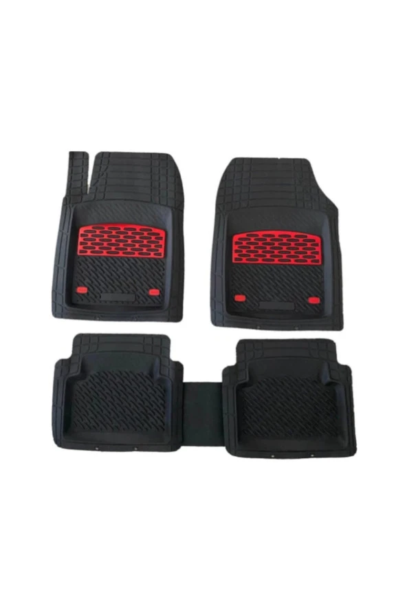 Tofaş - Fiat Tüm Modellere Uygun Krom Kırmızı Siyah 3d Havuzlu Paspas Üniversal - Resim 2