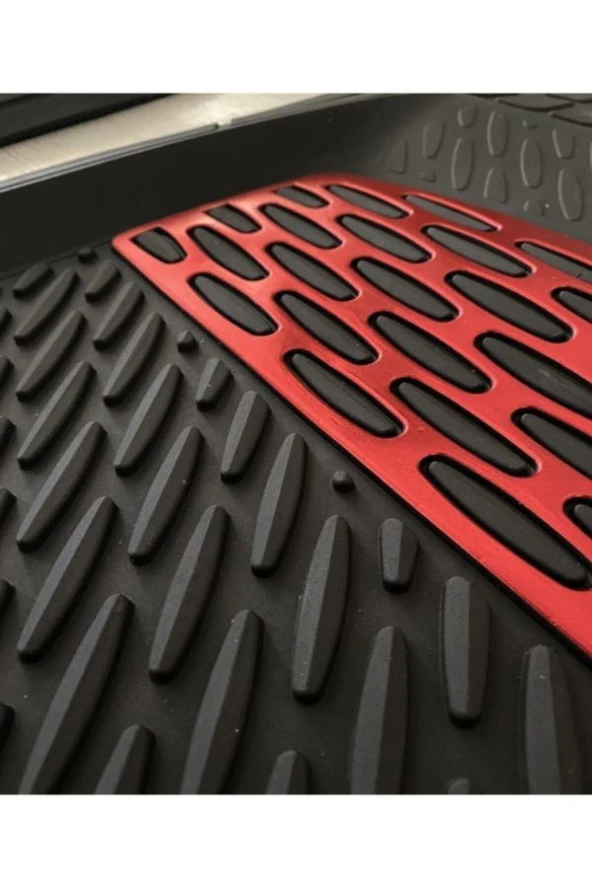 Opel Corsa F Uyumlu Universal Derin Havuzlu Paspas Krom Kırmızı - Resim 2