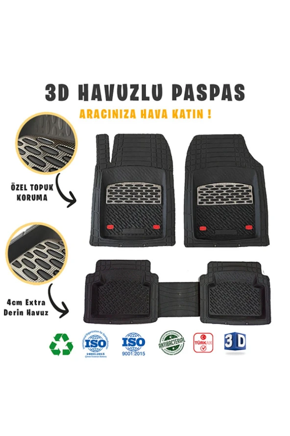 Kia Cerato 2007 Model 3d Havuzlu Paspas Karbon