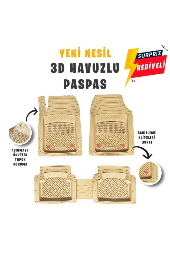 Fiat Linea 2012 Model 3d Havuzlu Paspas Full Bej Hediyeli - Resim 2