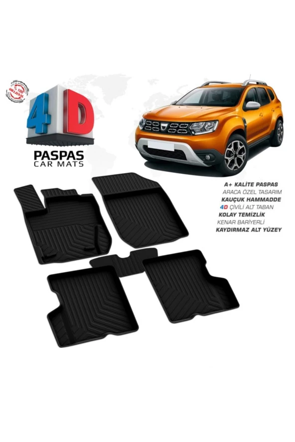 Duster 4 X 4 4d  Uyumlu Havuzlu Paspas Omsa 2018 2019 2020 - Resim 2