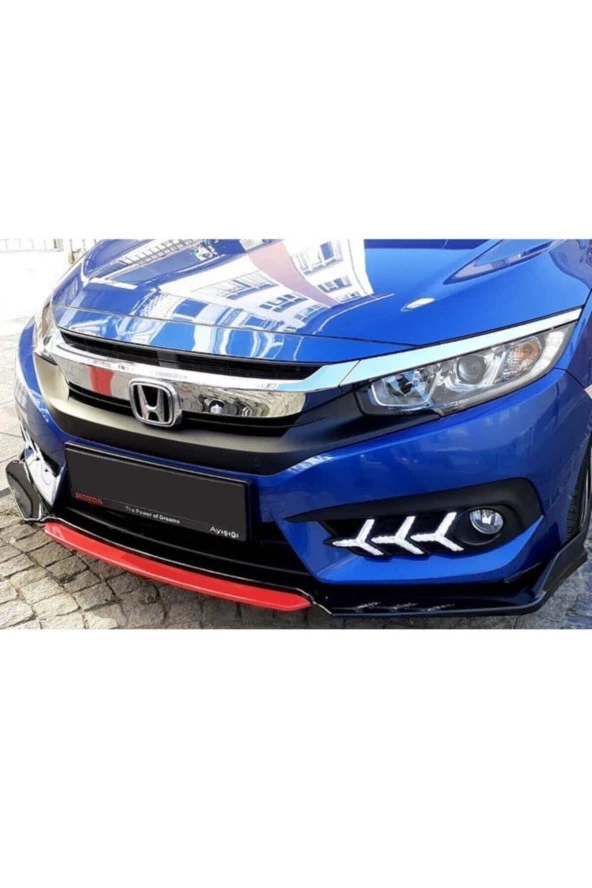 Civic Fc5 - Fk7 Ön Lip Kırmızı 4 Parça
