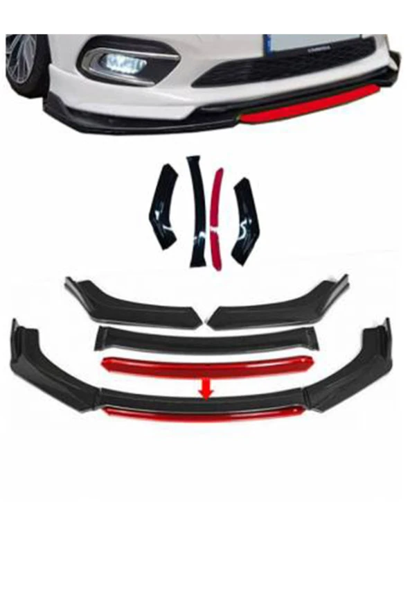 Bmw 5 Serisi E60 2004-2010 4 Parça Kırmızı Ön Ek ürün görseli