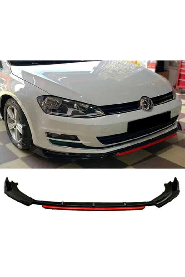 Vw Golf 7.5 Kırmızılı Ön Lip Ön Tampon Eki 4 Prç Piona Black Ithal