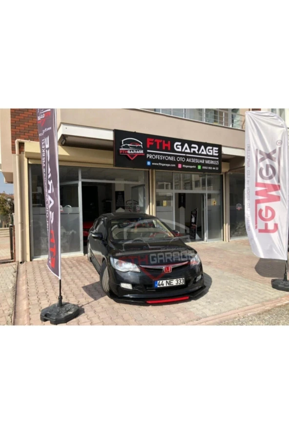 4 Parça Honda Civic Fd6 - Ön Lip Kırmızı-sarı-mavi Dilli