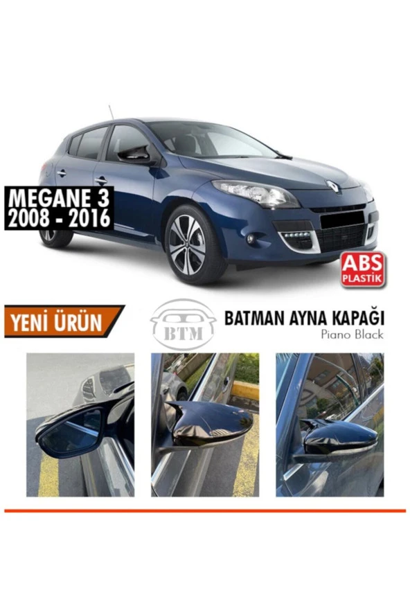Renault Megane 3 Yarasa Batman Ayna Kapağı Piano Black - Resim 2