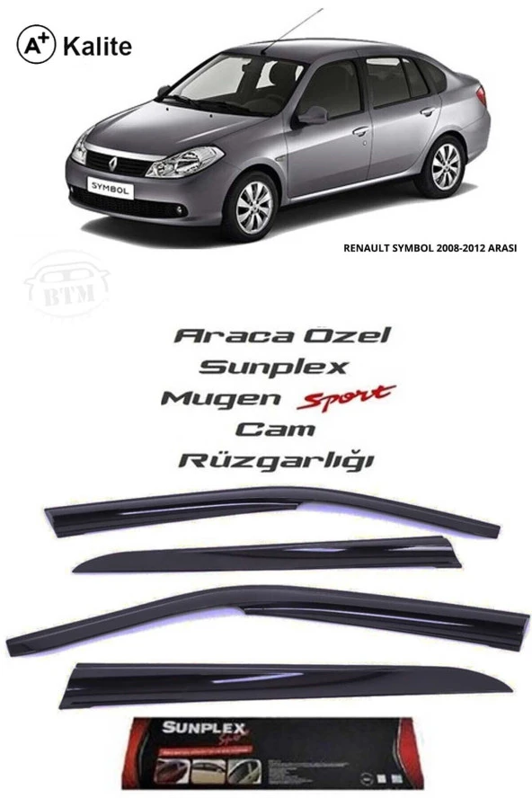 Renault Symbol 09-12 Cam Uyumlu Rüzgarlığı Marka Mugen 4lü - Resim 3
