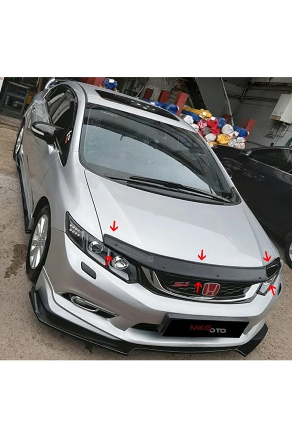 Honda Civic Fb7 2012-2015 Ön Kaput Koruyucu Rüzgarlığı Piano Black 3.2 Mm Kalın Plastik