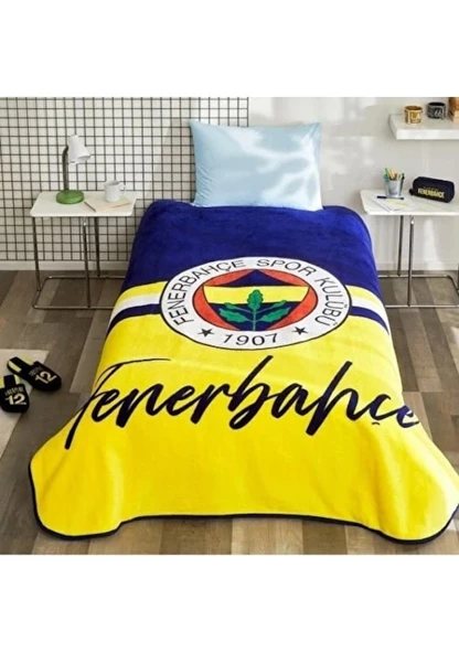 Tac Lisansli Tek Kisilik Fenerbahce Sari Lacivert Battaniye - 1