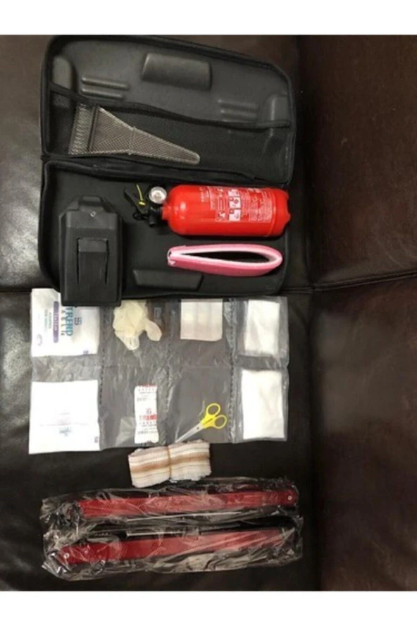 Trafik Seti İlkyardım Lüx Çantalı 1 Kg Yangın Tüplü 4 Ren - Resim 3