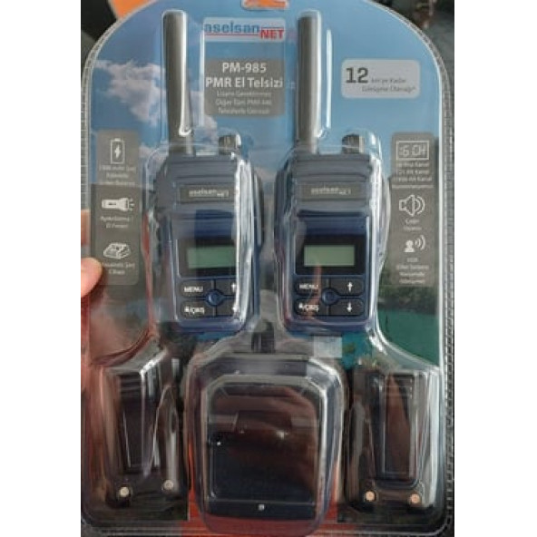 Aselsan PM985 12Km Açık Alan Mesafeli Pmr El Telsizi (2'li Set) - 2