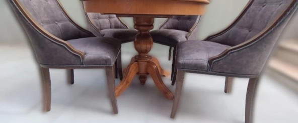 Masa ST Baba 90145 Ihlamur Ayak Model Sandalye Zus 40 Asil Ahşap MDF Kapitoneli