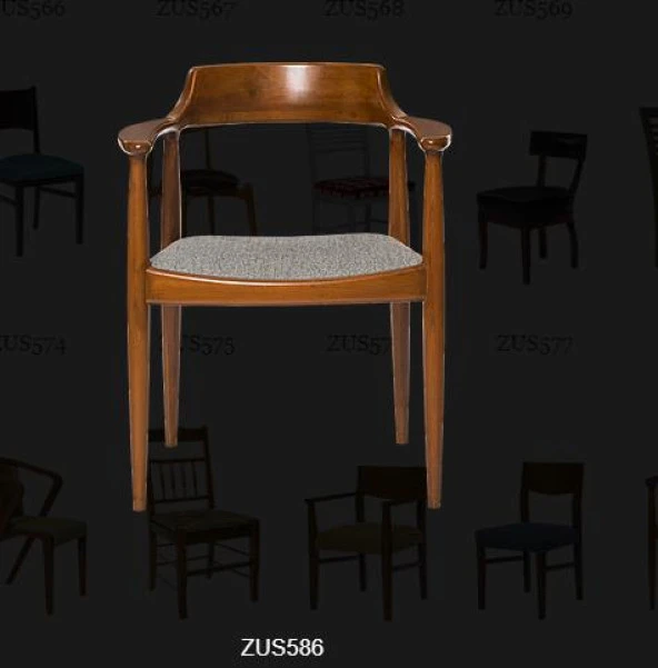 Sandalye ST 14220 Zus138 TAM EĞİKKOLÇAK Kayın RETRO Parlak Ceviz keten kumaş - Resim 2