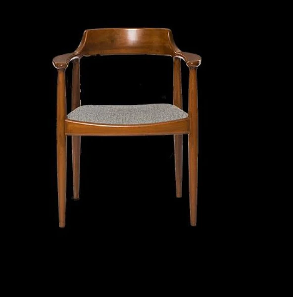 Sandalye ST 14220 Zus138 TAM EĞİKKOLÇAK Kayın RETRO Parlak Ceviz keten kumaş - Resim 3