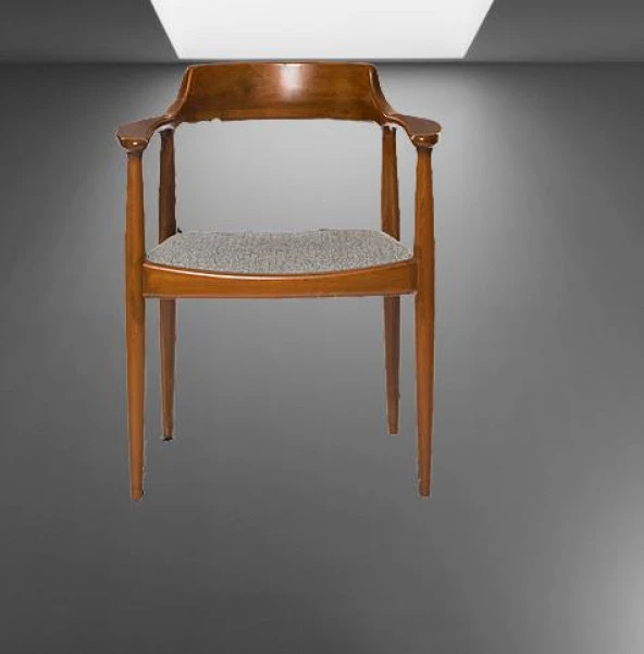 Sandalye ST 14220 Zus138 TAM EĞİKKOLÇAK Kayın RETRO Parlak Ceviz keten kumaş - Resim 5